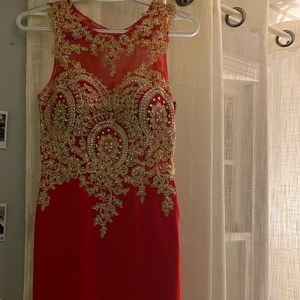 Red and Gold Jovani Dress